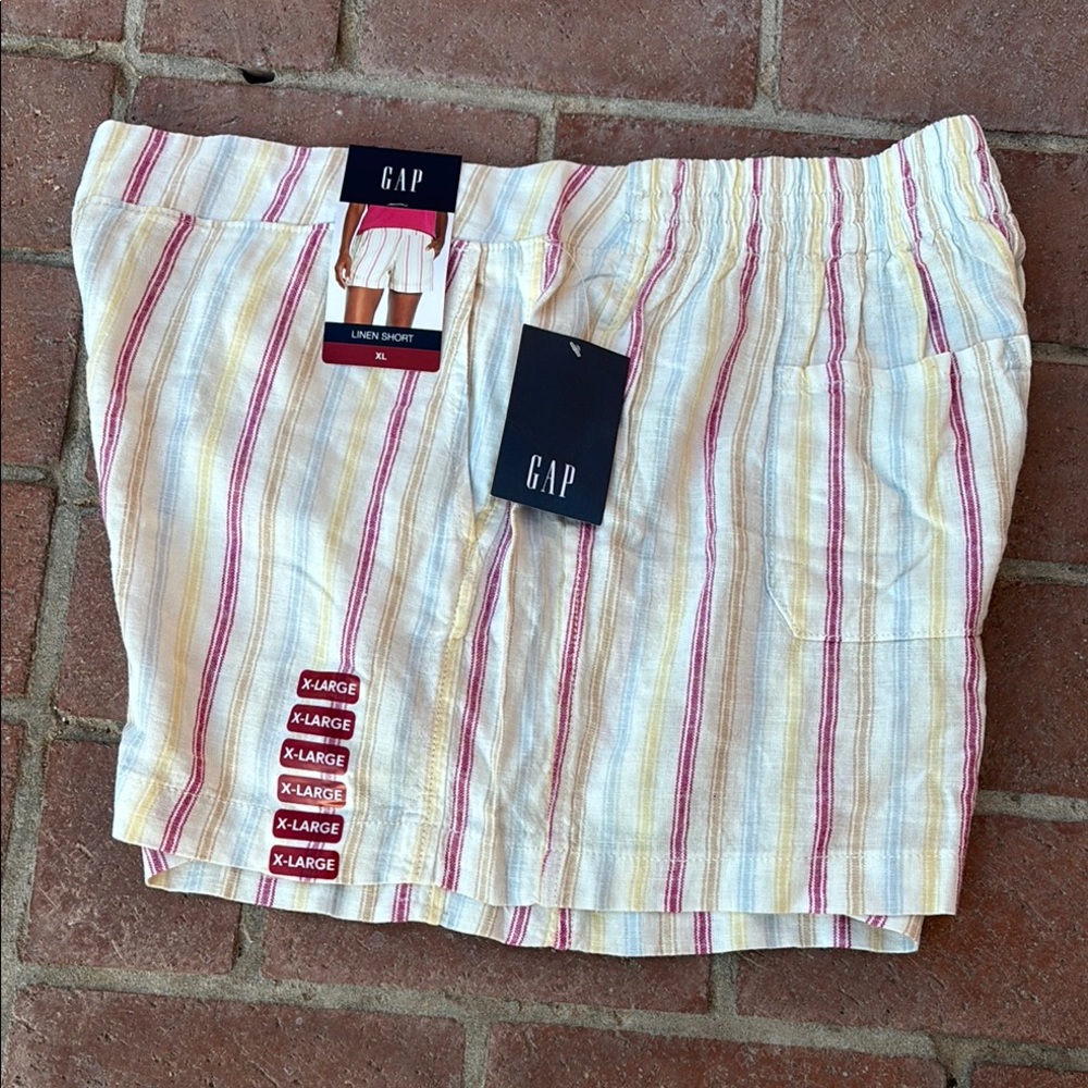 NWT GAP High Waist XL Shorts in Linen/Rayon blend Cream w/ Stripes. Summer cool! - Picture 5 of 16